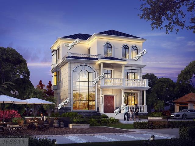 帶車庫(kù)的三層住宅設(shè)計(jì)圖，40萬(wàn)蓋起，選這款戶型吃不了虧，美觀有面子。