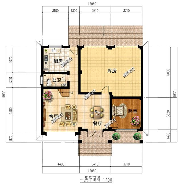 帶車庫(kù)的三層住宅設(shè)計(jì)圖，40萬(wàn)蓋起，選這款戶型吃不了虧，美觀有面子。