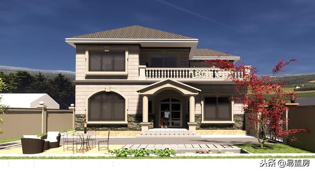 二層歐式別墅自建房，造價(jià)44萬，帶有庭院露臺(tái)，農(nóng)村自建劃算！