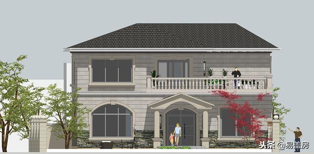 二層歐式別墅自建房，造價(jià)44萬，帶有庭院露臺(tái)，農(nóng)村自建劃算！