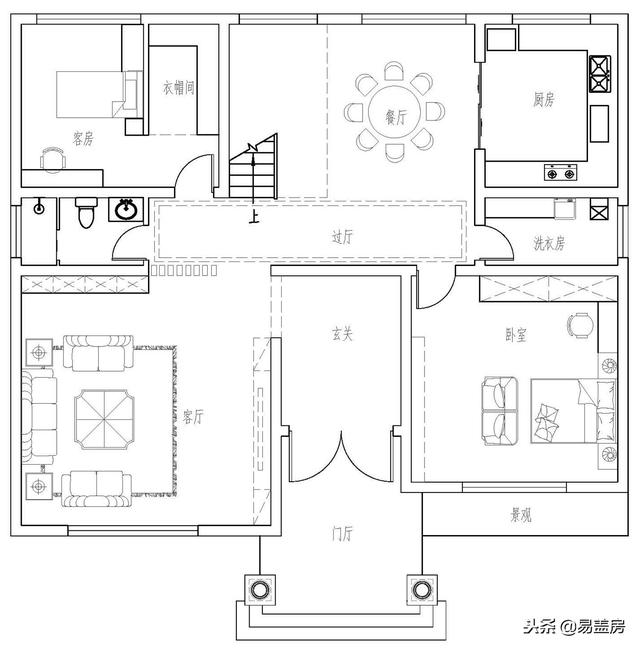 二層歐式別墅自建房，造價(jià)44萬，帶有庭院露臺(tái)，農(nóng)村自建劃算！