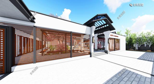 獨(dú)棟一層新中式四合院設(shè)計(jì)圖，既可以居家又可以民宿，一級(jí)贊。