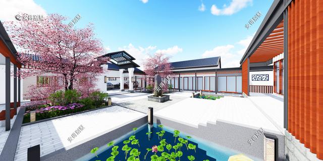 獨(dú)棟一層新中式四合院設(shè)計(jì)圖，既可以居家又可以民宿，一級(jí)贊。