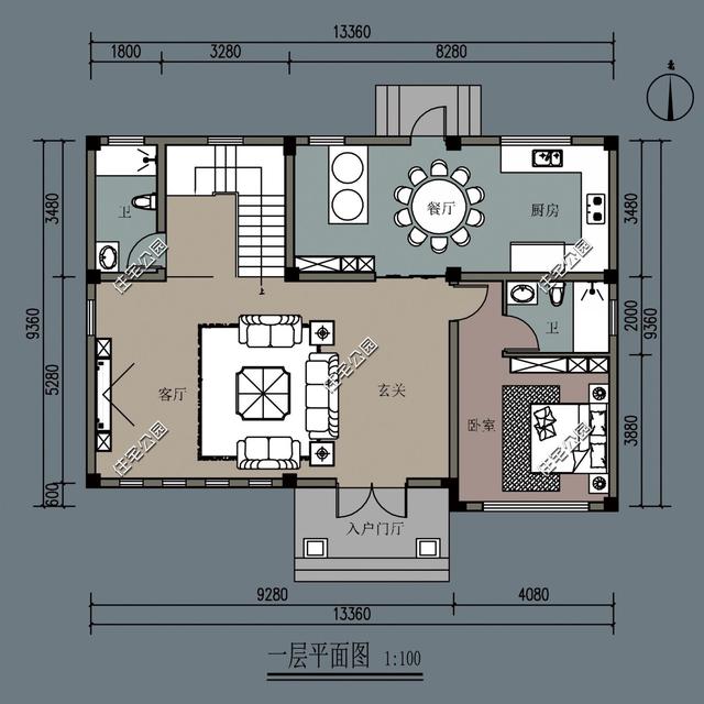占地面積134平的三層別墅自建房，設(shè)計(jì)了6間臥室，足以滿足家人生活。