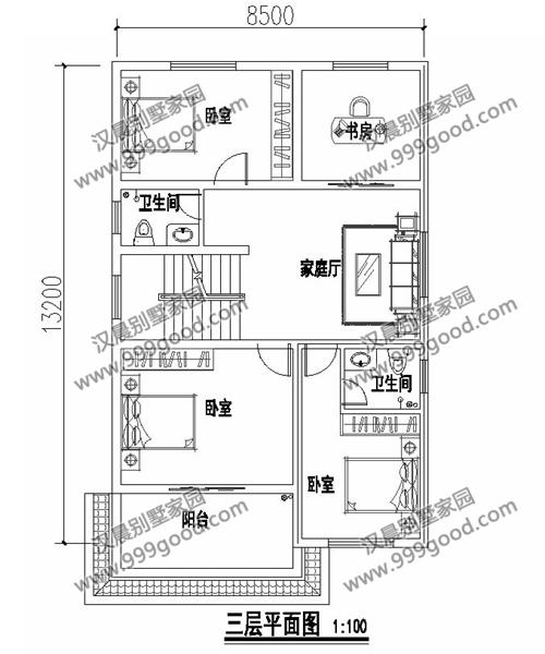一側(cè)無(wú)窗的農(nóng)村四層別墅設(shè)計(jì)圖，帶車(chē)庫(kù)和大露臺(tái)，漂亮極了。