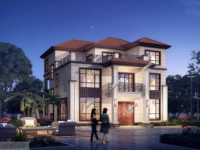 在農(nóng)村建一棟美美的三層新中式別墅設計圖，一定是一道亮麗的風景線！