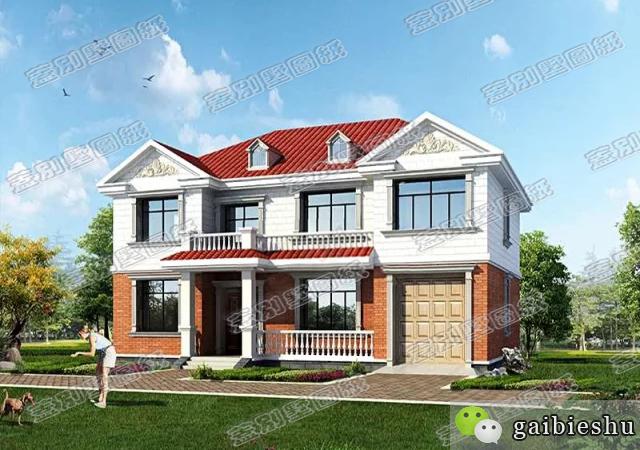 二層農(nóng)村歐式別墅設(shè)計圖，帶鍋爐房和車庫，造價30萬以內(nèi)，適合農(nóng)村自建。