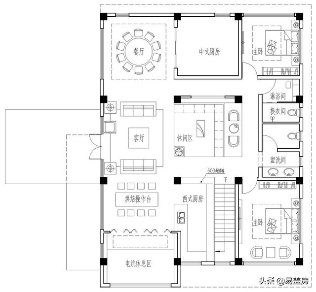占地216平二層別墅設(shè)計(jì)圖，一層超市二層自住 單獨(dú)分區(qū)有儲存空間和車庫