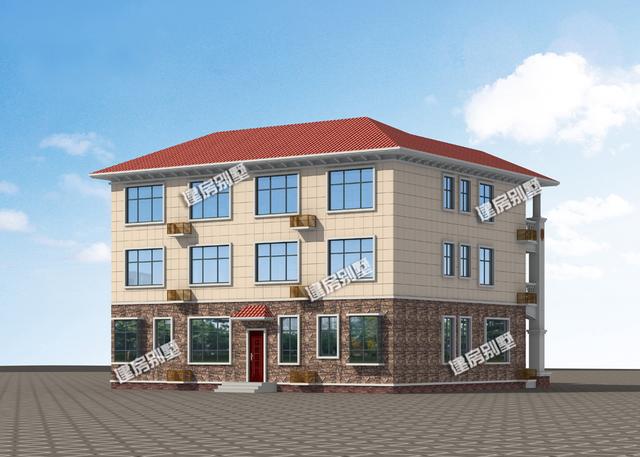 占地230平三層雙拼別墅設計圖，共用超大空間堂屋，單戶8間臥室。