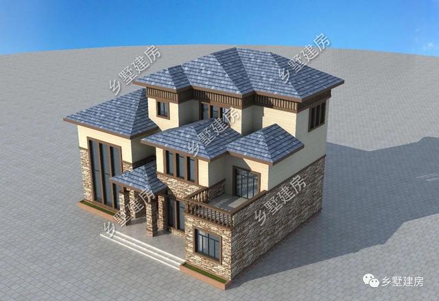32萬三層歐式住宅設計圖，外觀優(yōu)雅別致，浪漫的造型在家鄉(xiāng)別具一格。