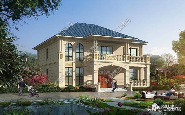 經(jīng)典歐式二層別墅設(shè)計(jì)圖，外形獨(dú)特，造型美觀，農(nóng)村生活想低調(diào)都不行！