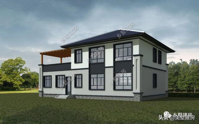 占地213平農(nóng)村二層小樓設計圖，帶露天泳池和大露臺，這樣的設計人人都喜歡。