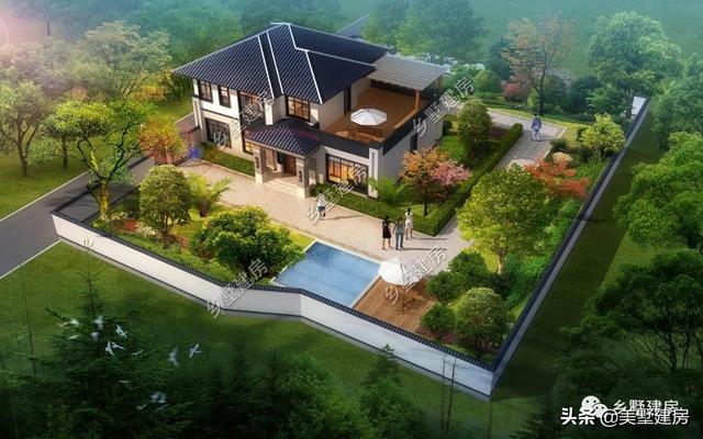 占地213平農(nóng)村二層小樓設計圖，帶露天泳池和大露臺，這樣的設計人人都喜歡。