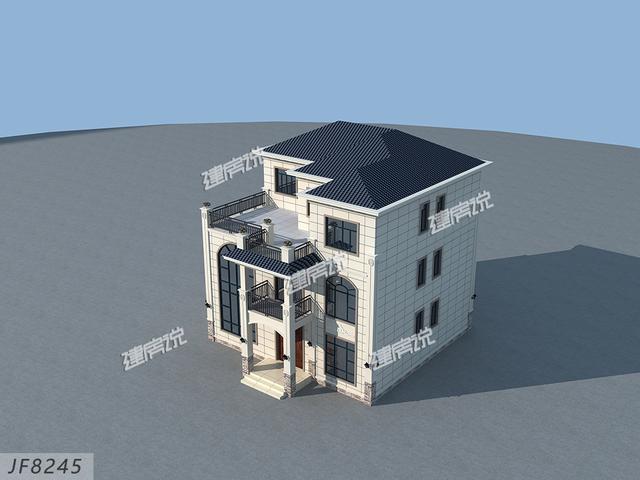 三層歐式別墅自建房，靚麗的外觀色調(diào)，30萬建成真劃算