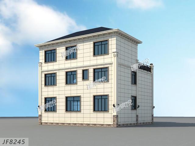 三層歐式別墅自建房，靚麗的外觀色調(diào)，30萬建成真劃算