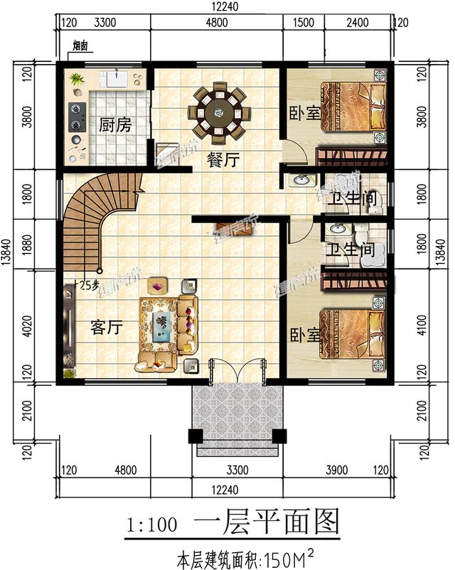 三層歐式別墅自建房，靚麗的外觀色調(diào)，30萬建成真劃算