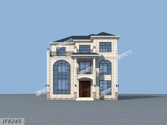 三層歐式別墅自建房，靚麗的外觀色調(diào)，30萬建成真劃算