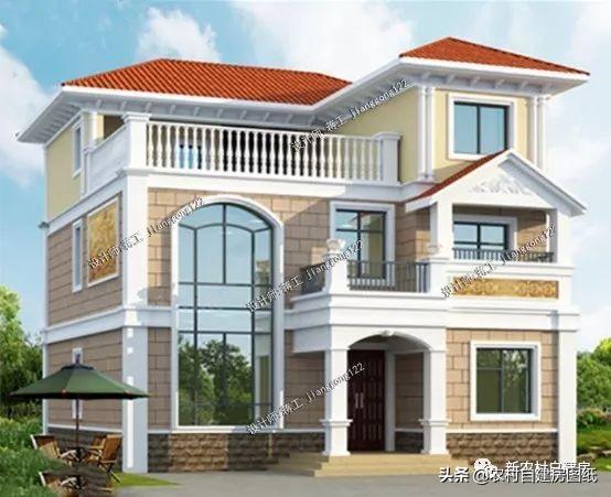 5棟美觀大氣的三層農(nóng)村自建房，簡單易建，最后一棟屋頂亮了