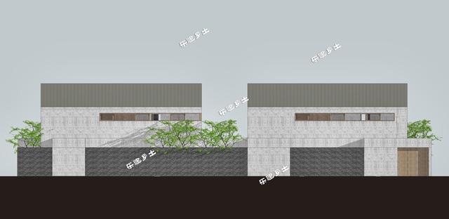 簡約現(xiàn)代二層住宅設(shè)計圖，造型端莊質(zhì)樸，多露臺，多庭院
