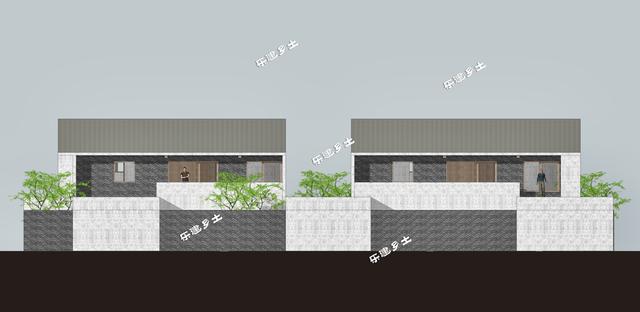 簡約現(xiàn)代二層住宅設(shè)計圖，造型端莊質(zhì)樸，多露臺，多庭院