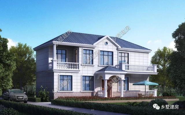 占地124平二層農(nóng)村小別墅設(shè)計(jì)圖，簡(jiǎn)約而不簡(jiǎn)單，造價(jià)還實(shí)惠，建上一棟面子十足！