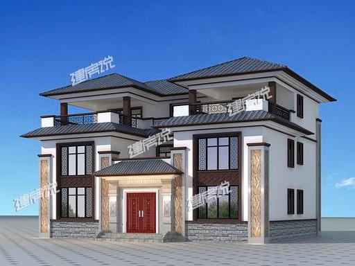 左右對稱的三層中式別墅，外觀大氣，蓋一棟在農(nóng)村，那叫一個氣派，全村都夸好！