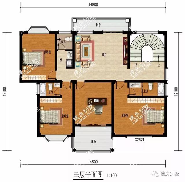 14.8×12.1四層豪宅別墅設(shè)計圖，內(nèi)配復(fù)式客廳和健身房，生活低調(diào)有內(nèi)涵。