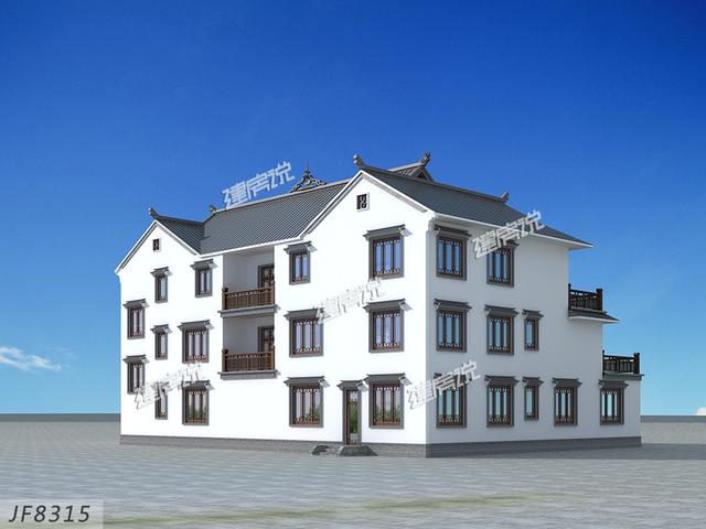 在農(nóng)村給父母建三層新中式別墅，非常的豪華大氣，怕是村里獨一棟了