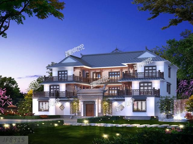 在農(nóng)村給父母建三層新中式別墅，非常的豪華大氣，怕是村里獨一棟了