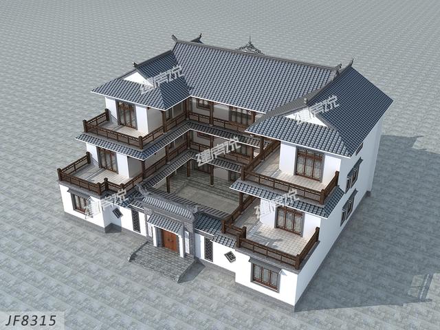在農(nóng)村給父母建三層新中式別墅，非常的豪華大氣，怕是村里獨一棟了