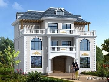 農(nóng)村大氣三層歐式別墅設計圖，帶效果圖和圖紙。