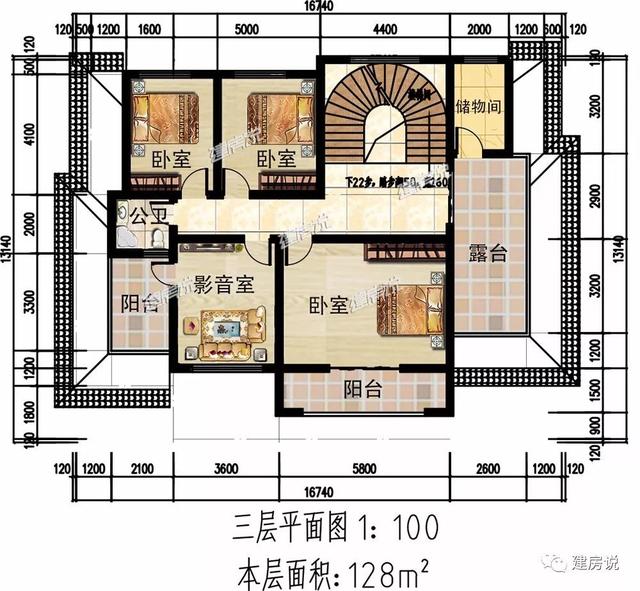 占地191平三層別墅設(shè)計圖，建一棟這么豪華的別墅，村里人人見了都羨慕。