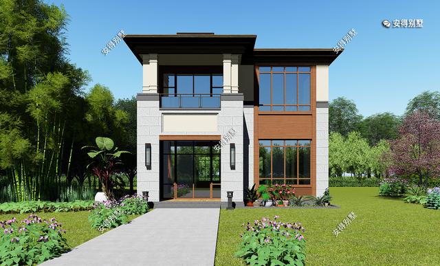 二層現(xiàn)代中式小別墅，外觀耐看大方，造價(jià)實(shí)惠，很適合農(nóng)村自建。