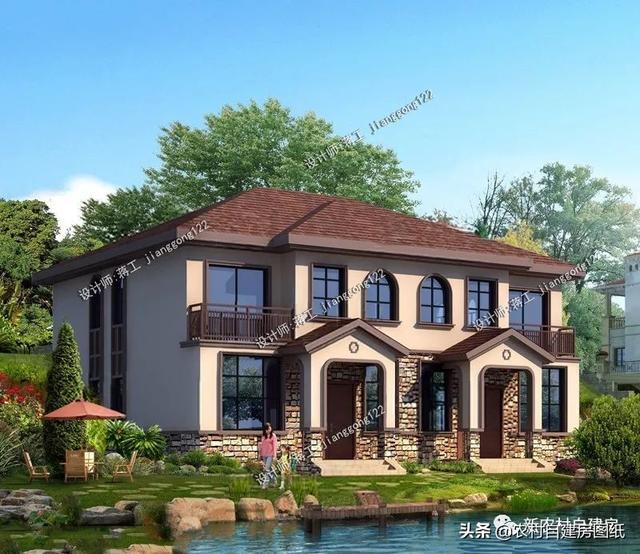 推薦5套農(nóng)村兄弟雙拼別墅，2款共用堂屋，主體最低單戶20萬起就能建，很合算。