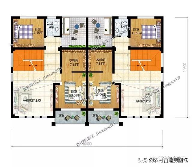 推薦5套農(nóng)村兄弟雙拼別墅，2款共用堂屋，主體最低單戶20萬起就能建，很合算。