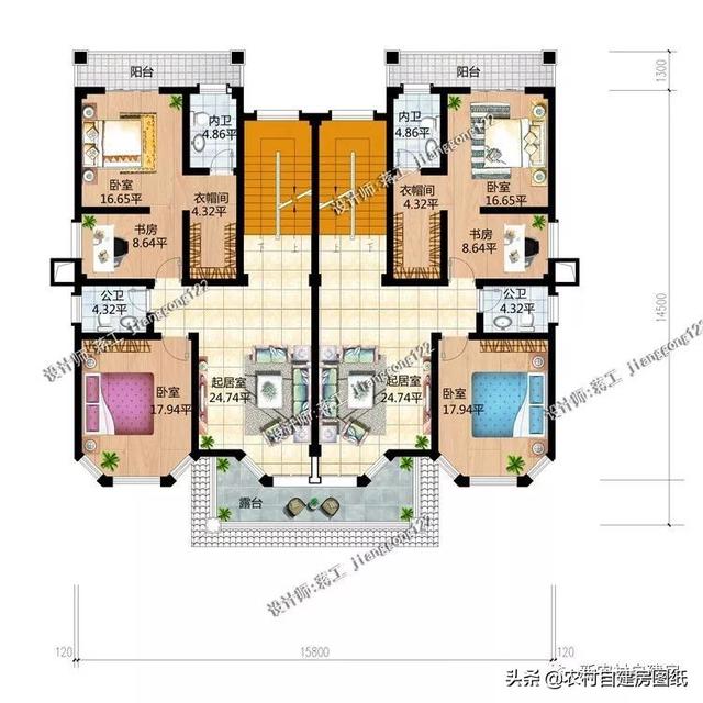 推薦5套農(nóng)村兄弟雙拼別墅，2款共用堂屋，主體最低單戶20萬起就能建，很合算。