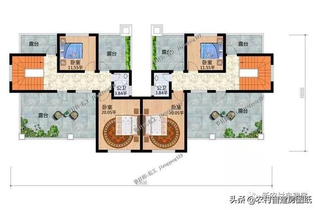 推薦5套農(nóng)村兄弟雙拼別墅，2款共用堂屋，主體最低單戶20萬起就能建，很合算。