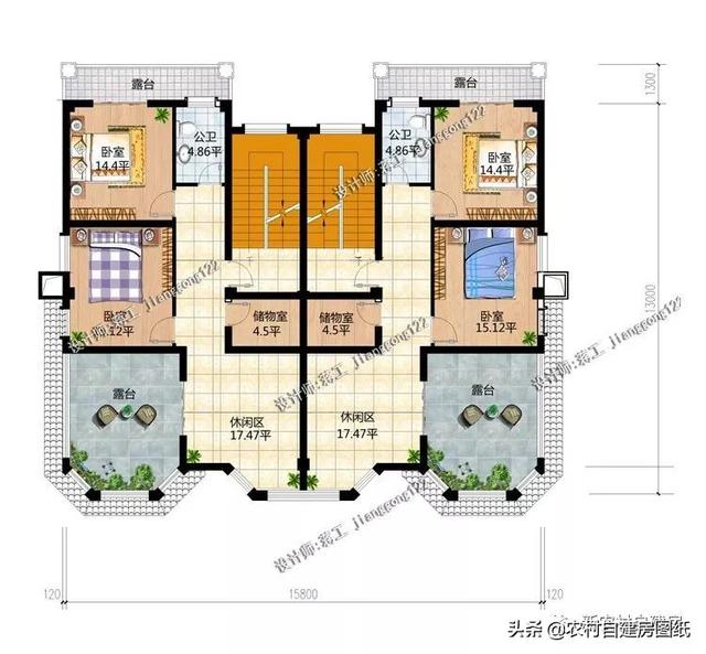 推薦5套農(nóng)村兄弟雙拼別墅，2款共用堂屋，主體最低單戶20萬起就能建，很合算。