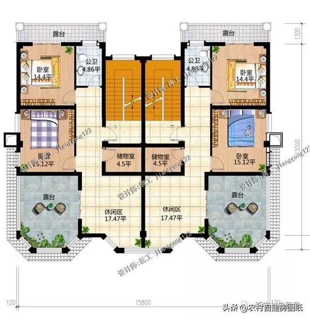 推薦5套農(nóng)村兄弟雙拼別墅，2款共用堂屋，主體最低單戶20萬起就能建，很合算。