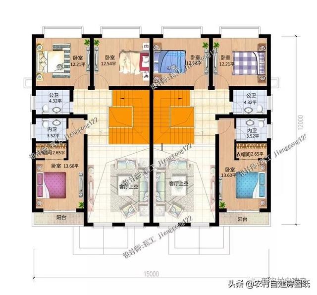 推薦5套農(nóng)村兄弟雙拼別墅，2款共用堂屋，主體最低單戶20萬起就能建，很合算。