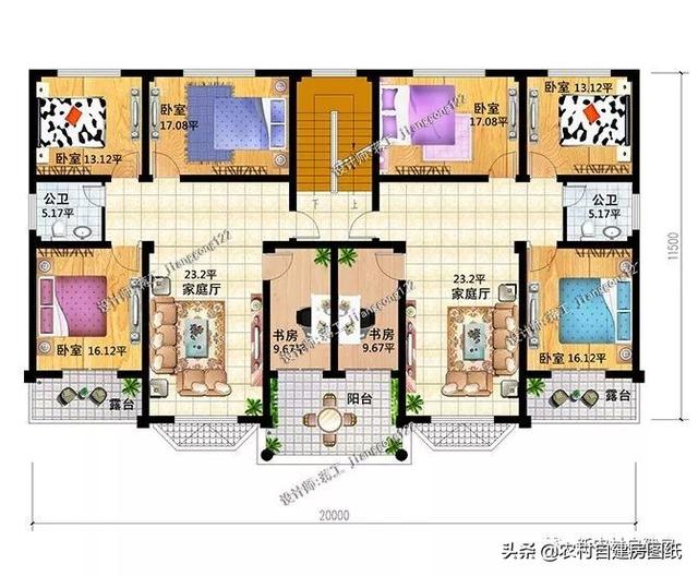 推薦5套農(nóng)村兄弟雙拼別墅，2款共用堂屋，主體最低單戶20萬起就能建，很合算。