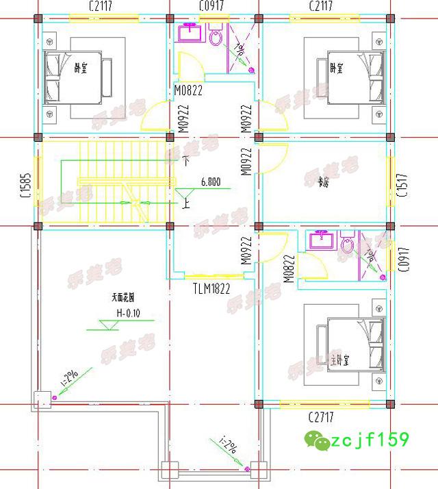 占地100平左右的三層自建房，方正舒適實(shí)用，適合大部分農(nóng)村家庭建造。