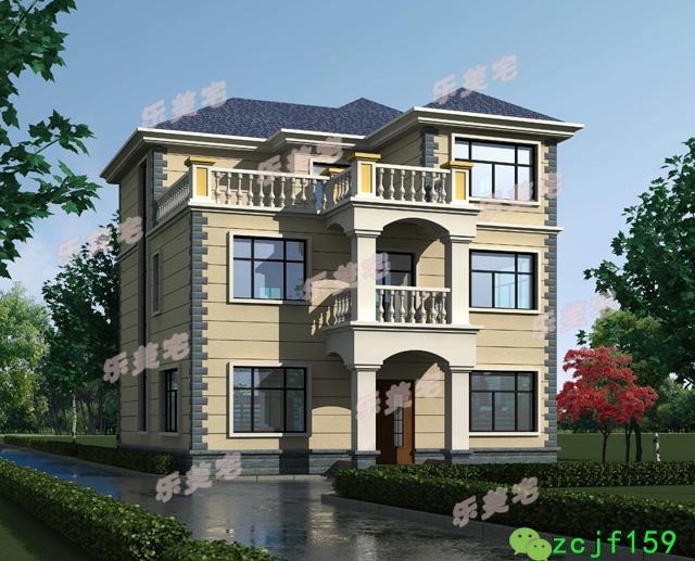 占地100平左右的三層自建房，方正舒適實(shí)用，適合大部分農(nóng)村家庭建造。