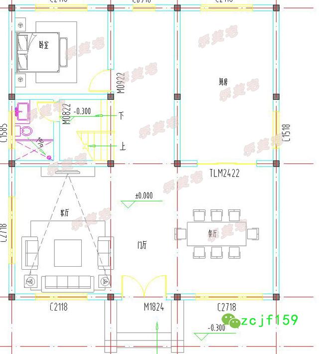 占地100平左右的三層自建房，方正舒適實(shí)用，適合大部分農(nóng)村家庭建造。