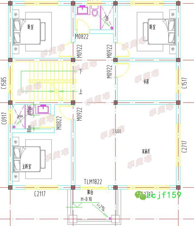 占地100平左右的三層自建房，方正舒適實(shí)用，適合大部分農(nóng)村家庭建造。