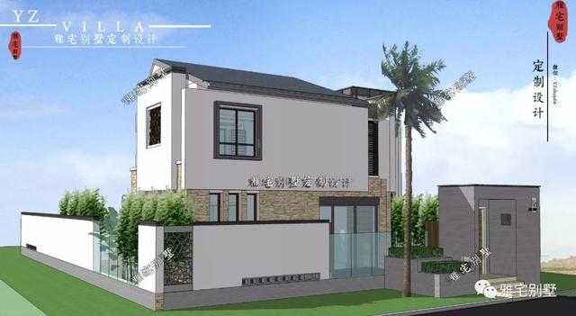 130平兩層新中式度假別墅設(shè)計圖，帶庭院泳池露臺。