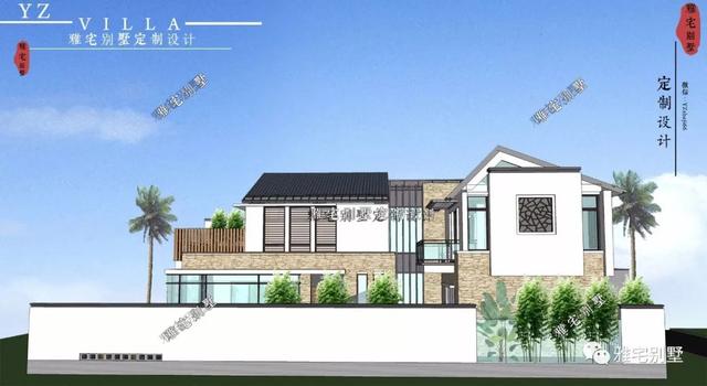 130平兩層新中式度假別墅設(shè)計圖，帶庭院泳池露臺。