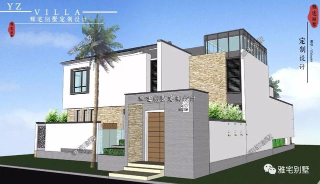 130平兩層新中式度假別墅設(shè)計圖，帶庭院泳池露臺。