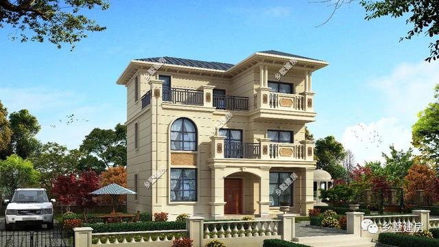 106平三層經(jīng)典歐式別墅設(shè)計(jì)圖，時(shí)尚大氣，養(yǎng)老就選這套。