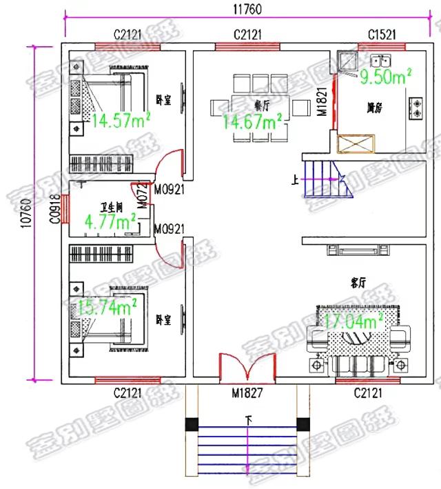 二層簡歐風(fēng)別墅設(shè)計圖，內(nèi)配6間臥室，耐看大氣，適合農(nóng)村自建。